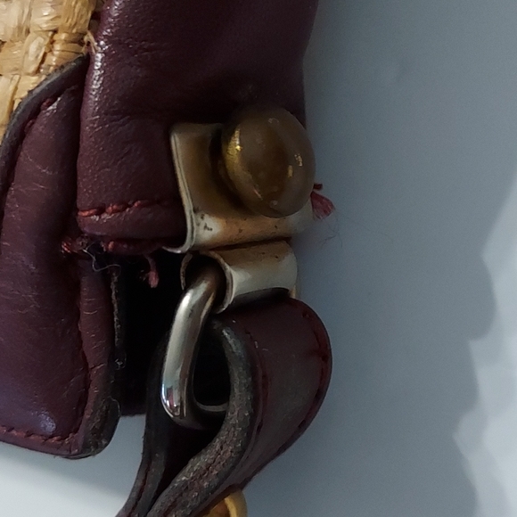 Vintage Etienne Aigner Weave Cloth and Leather Trim Shoulder Purse 7.5inHx11inW. - Picture 7 of 14